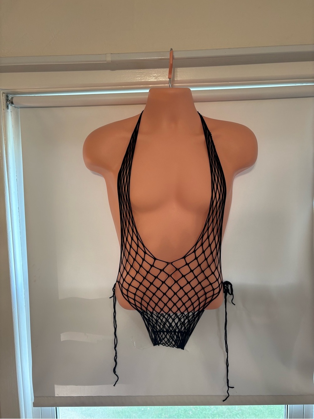 NWT Men's Mesh Fishnet Lace-Up Bodysuit - OS